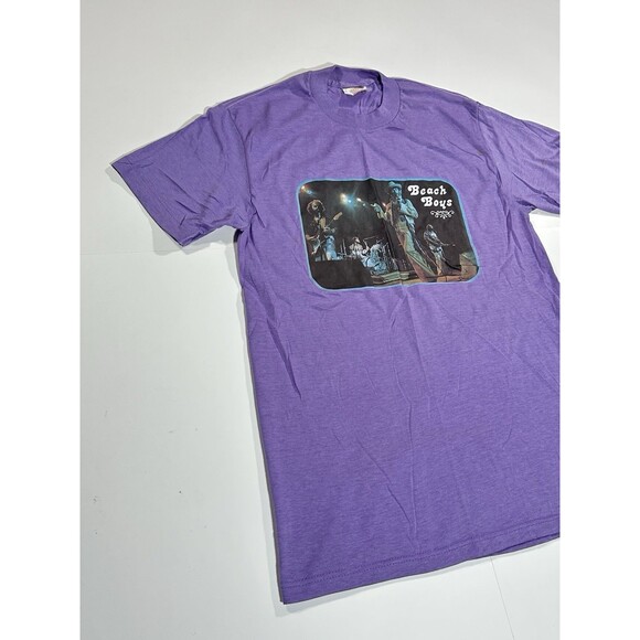 Vintage 80s The Beach Boys Iron On Graphic Print T-Shirt Purple Size Medium USA - Picture 2 of 9